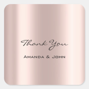 Dank u Bruiloft Bruids Roos Minimal Blush Vierkante Sticker