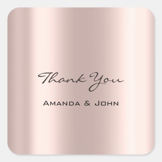 Dank u Bruiloft Bruids Roos Minimal Blush Vierkante Sticker (Voorkant)