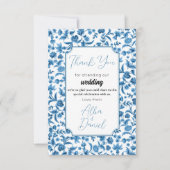 Dank u bruiloft Chintz Blauw & Wit Bloemen Ditsy Bedankkaart (Voorkant)