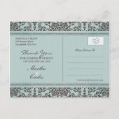 Dank u bruiloft Damask Briefkaart (Achterkant)