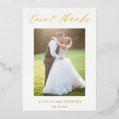 Dank u bruiloft echte folie elegante 2 fotokaart folie uitnodiging (Voorkant)