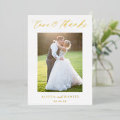 Dank u bruiloft echte folie elegante 2 fotokaart folie uitnodiging (Staand Voorkant)