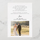 Dank u bruiloft echte folie elegante 2 fotokaart folie uitnodiging (Achterkant)