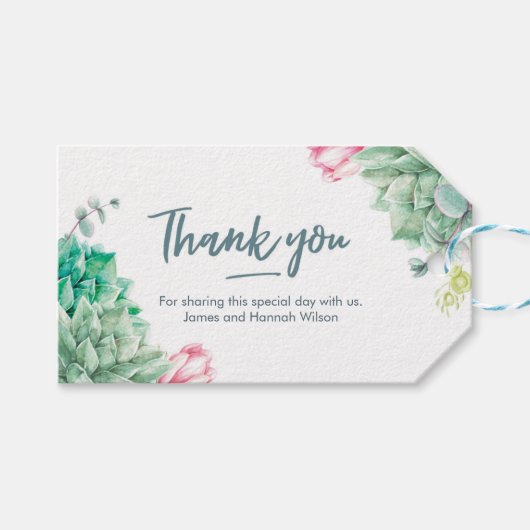 Dank u bruiloft Favor labels | Sappige bloemen Cadeaulabel (Voorkant (Horizontaal))