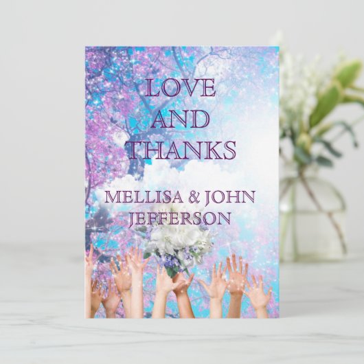 Dank u bruiloft gepersonaliseerde bruiloft uitnodi bedankkaart (Staand voorkant)