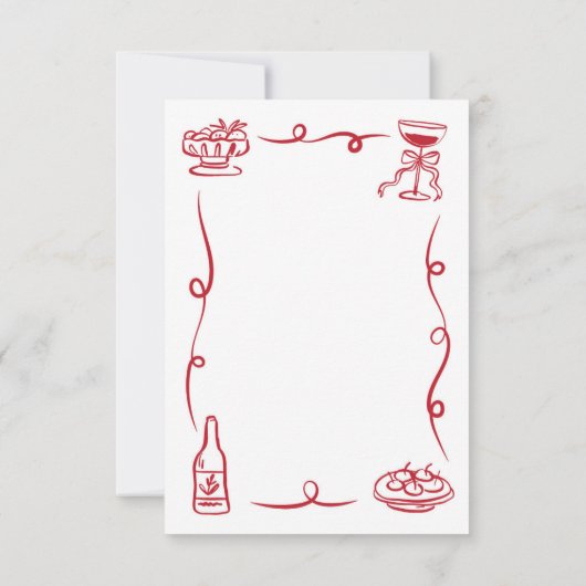 Dank u bruiloft grillige hand getekend rood bedankkaart (Achterkant)