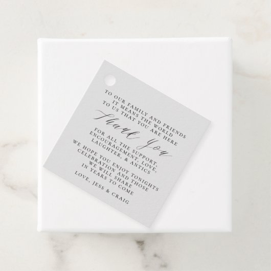 Dank u bruiloft gunst label met bericht (In situ)