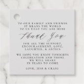 Dank u bruiloft gunst label met bericht (Voorkant)