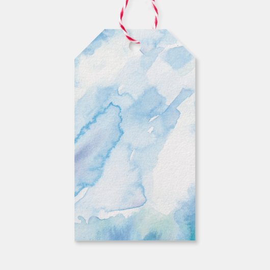 Dank u bruiloft gunst labels in blauwe waterverf cadeaulabel (Achterkant)