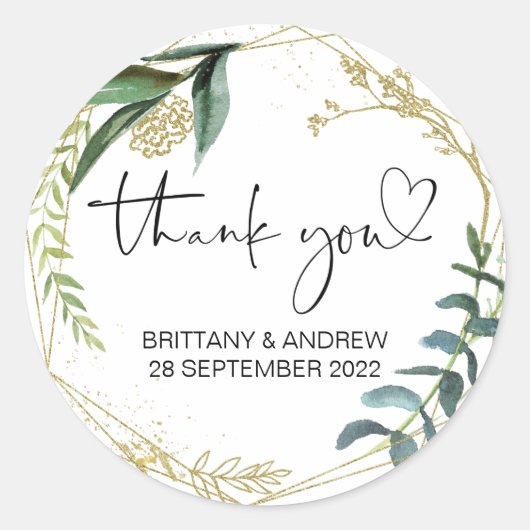 Dank u bruiloft gunst traktatie tas Jar Eucalyptus Ronde Sticker (Voorkant)