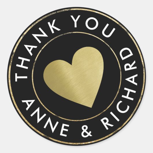 Dank u / Bruiloft gunst zwart Ronde Sticker (Voorkant)