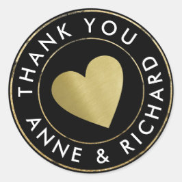 Dank u / Bruiloft gunst zwart Ronde Sticker