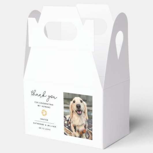 Dank u bruiloft huisdier foto poot afdrukken bedankdoosjes (Geopend)