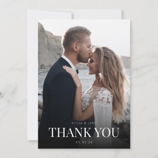 Dank u bruiloft Kaart met foto (Voorkant)