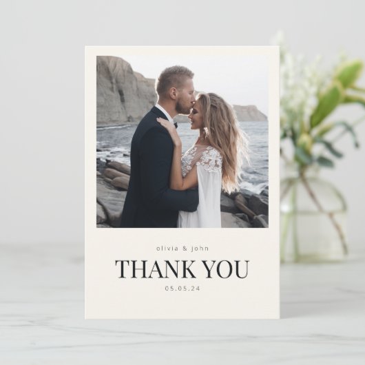 Dank u bruiloft Kaart met foto (Staand voorkant)