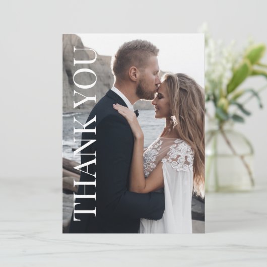 Dank u bruiloft Kaart met foto en bericht (Staand voorkant)