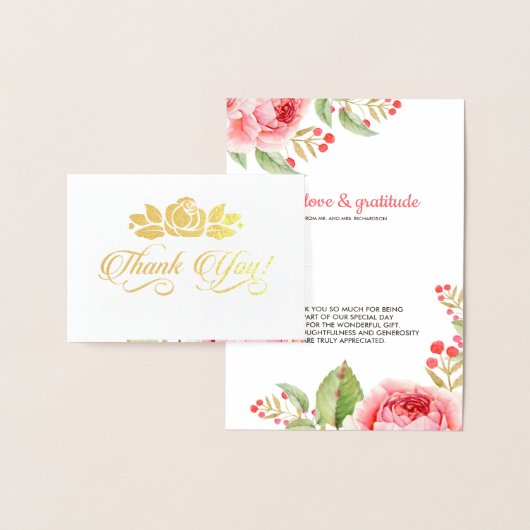Dank u bruiloft luxe bloemen folie kaarten (Display)