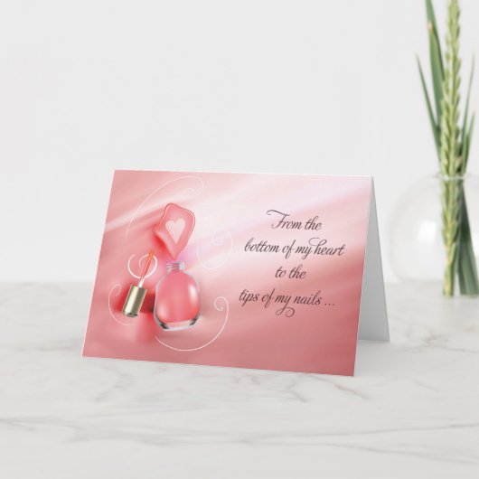 Dank u bruiloft manicurist roze nagellak kaart (Voorkant)