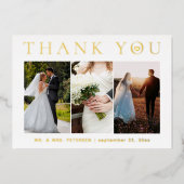 Dank u bruiloft moderne foto gouden folie kaart (Voorkant)