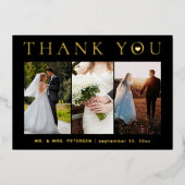 Dank u bruiloft moderne foto gouden folie kaart (Voorkant)