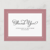 Dank u bruiloft moderne kalligrafie stoffige Roos Briefkaart (Voorkant)