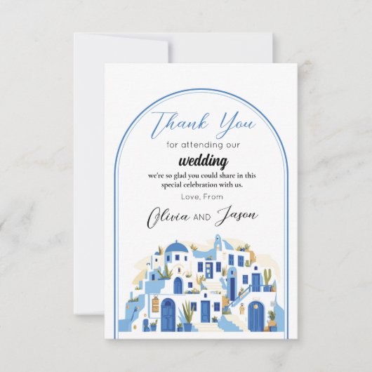 Dank u bruiloft Santorini Griekenland Bedankkaart (Voorkant)