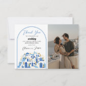Dank u bruiloft Santorini Griekenland Griekse foto Bedankkaart (Voorkant)