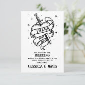 Dank u bruiloft Traditioneel Tattoo Hartmes Bedankkaart (Staand voorkant)