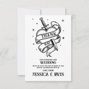 Dank u bruiloft Traditioneel Tattoo Hartmes Bedankkaart