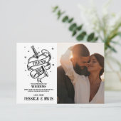 Dank u bruiloft traditionele Tattoo hart foto Bedankkaart (Staand voorkant)