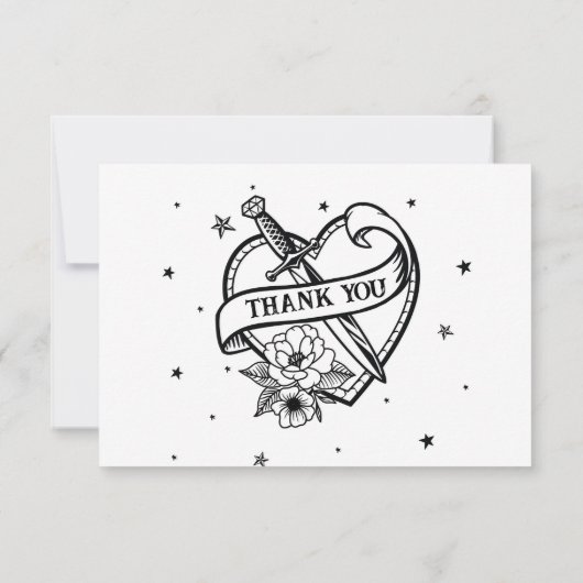 Dank u bruiloft traditionele Tattoo hart foto Bedankkaart (Achterkant)