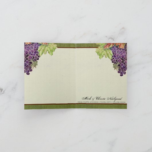 Dank u bruiloft uitnodiging Herfst Druivenblad (Binnen)