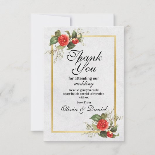 Dank u bruiloft Verloving rood goud feestelijk Bedankkaart (Voorkant)