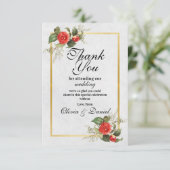 Dank u bruiloft Verloving rood goud feestelijk Bedankkaart (Staand voorkant)