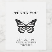Dank u bruiloft vlinder wijn etiket (Enkel label)