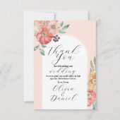 Dank u bruiloft Waterverf Florals Verloving Bedankkaart (Voorkant)