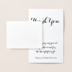 Dank u bruiloft zilveren damast patroon folie kaarten