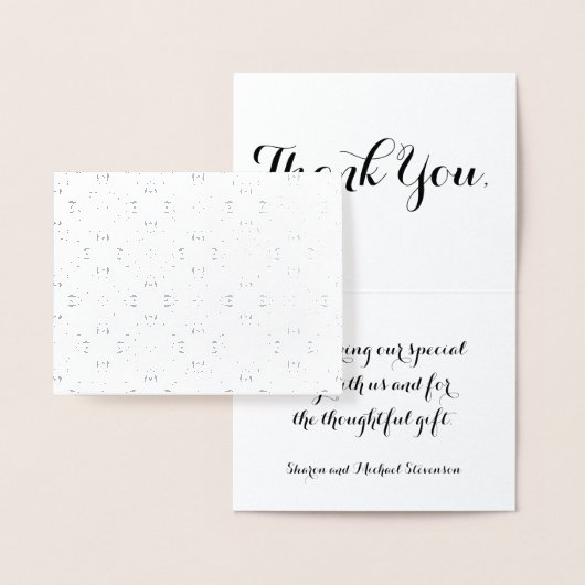 Dank u bruiloft zilveren damast patroon folie kaarten (Display)