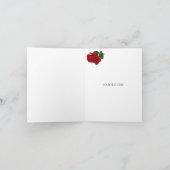 Dank u bruiloft zwart wit smoking diep rode roos bedankkaart (Binnen)