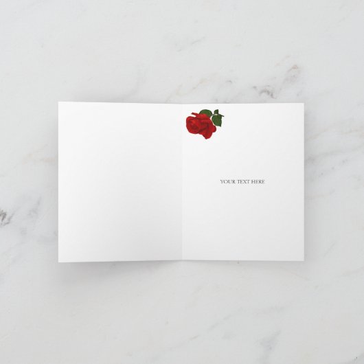 Dank u bruiloft zwart wit smoking diep rode roos bedankkaart (Binnen)