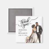 Dank u bruiloft zwarte bruid bruidegom Waterverf Magneet (Voorkant / Achterkant)