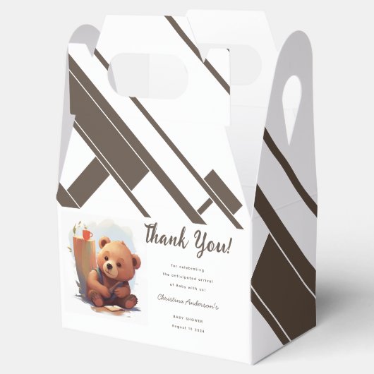 Dank u bruin rustiek welp Beer Baby shower Bedankdoosjes (Geopend)
