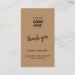 Dank u Bruin Stijlvol Modern Logo Business Kortingskaartje