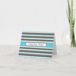 Dank u - Bruin, Turquoise, Witte Streep Bedankkaart