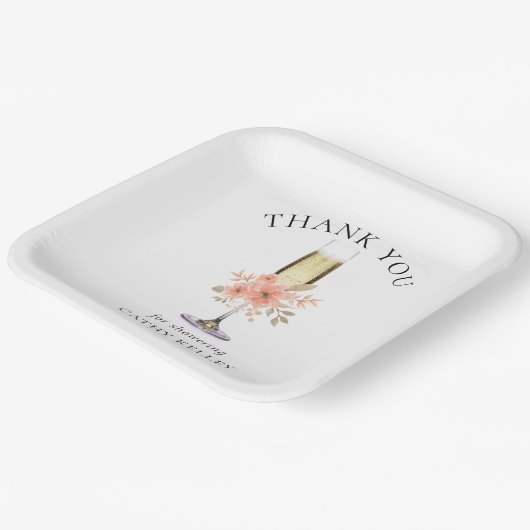 Dank u Brunch en Bubbly Vrijgezellenfeest 9"Square Papieren Bordje (Gebogen)