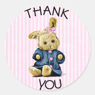 Dank u  Bunny Rabbit Pink Stickers