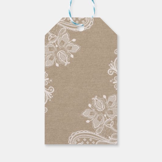 Dank u Burlap en Lace Gift Label Cadeaulabel (Achterkant)