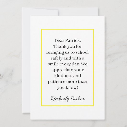 Dank u buschauffeur Kaart van Kinder of familie (Achterkant)