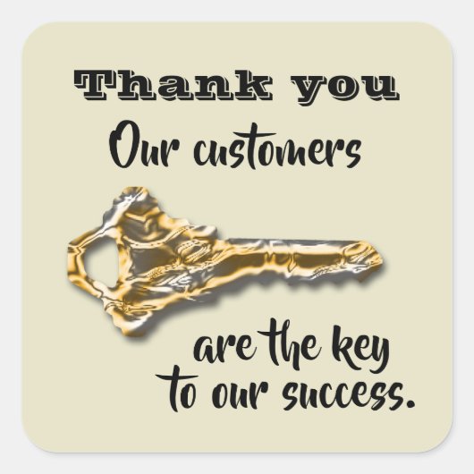 Dank u Business Gold Key klantwaardering Vierkante Sticker (Voorkant)