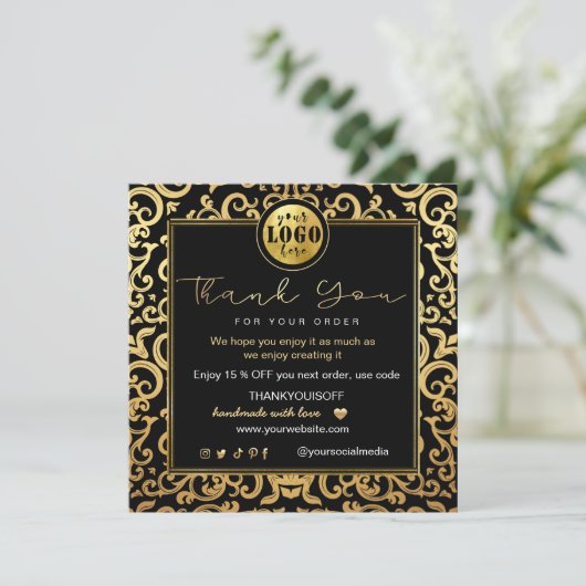 Dank u Business Insert Logo Gold Luxury Lijst Kaart (Staand voorkant)